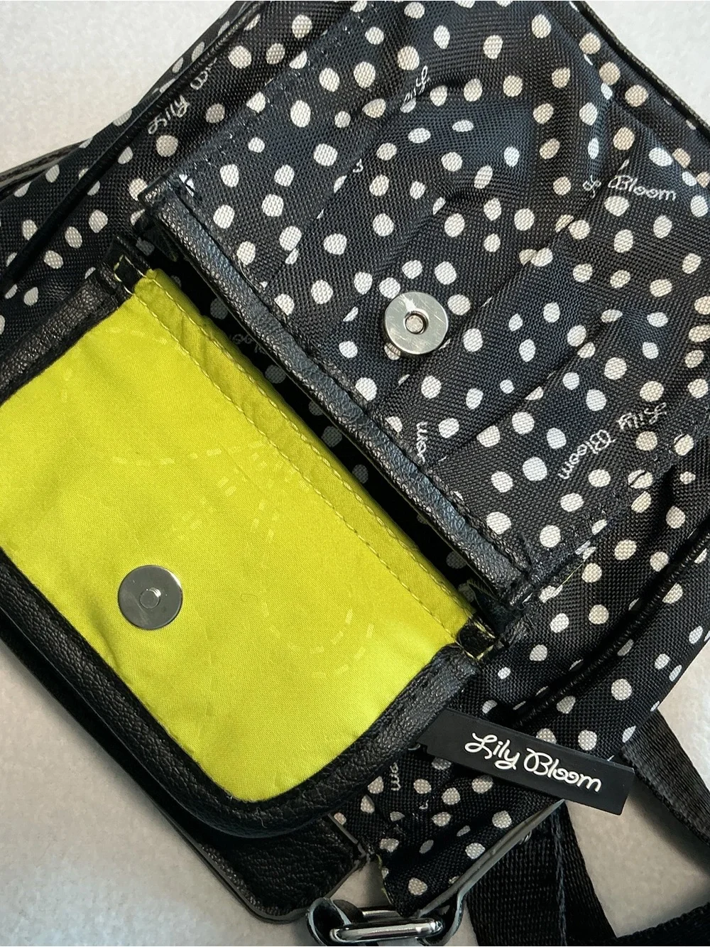 Lily Bloom Crossbody Bag Polka Dot Green Living Recycled Shoulder Purse Black